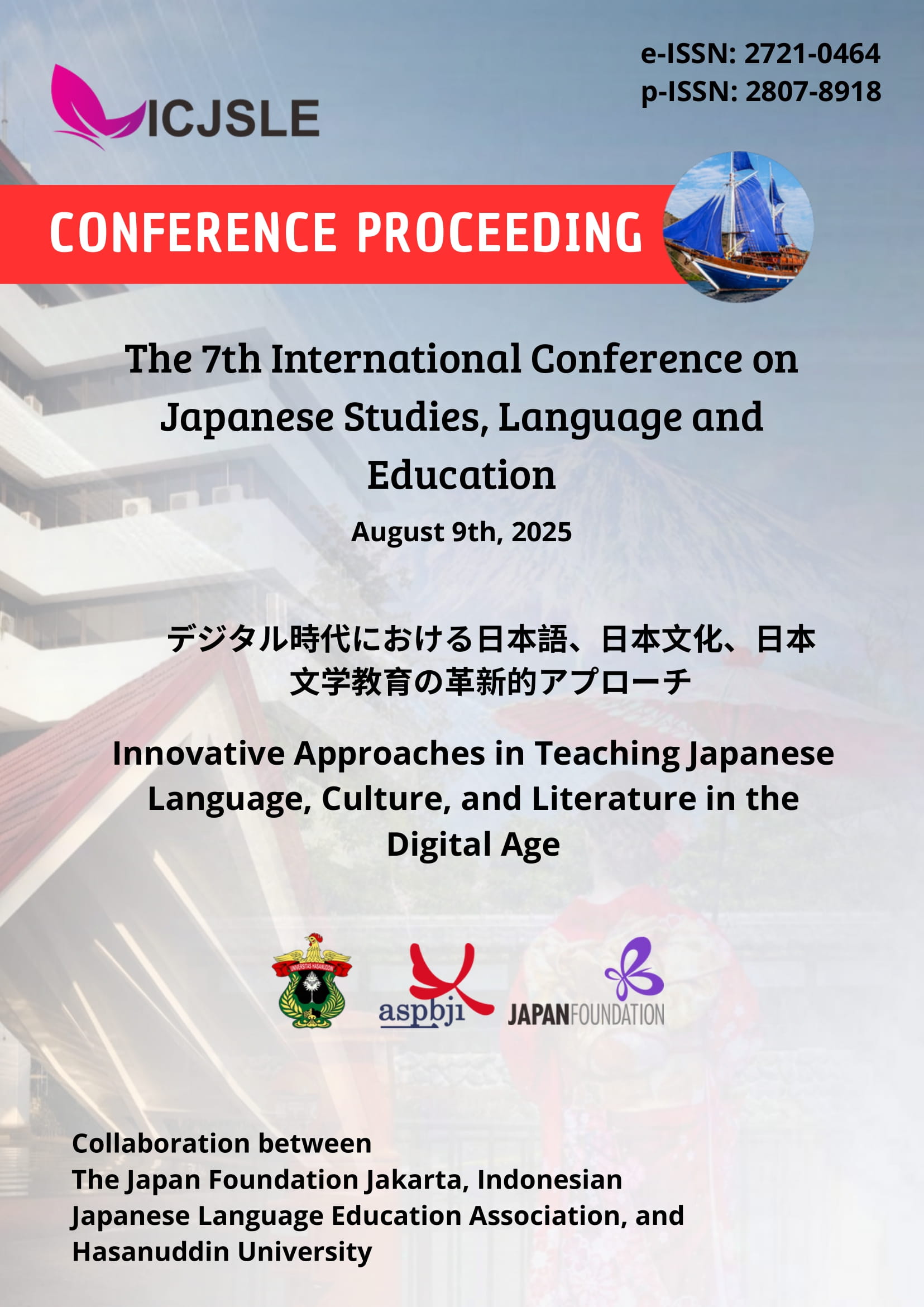 					View Vol. 6 No. 1 (2025): Proceeding of International Conference on Japanese Studies, Language and Education (ICJSLE)
				